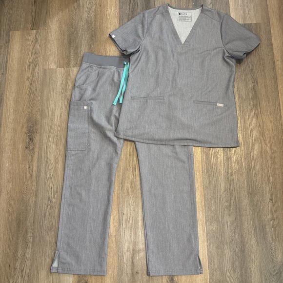 FIGS 2 Pc Set Graphite Gray Catarina Top Medium Kade Cargo Pants Medium Petite - Picture 2 of 13